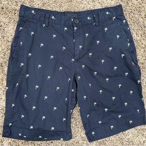 Navy Palm Tree Print Men's Shorts